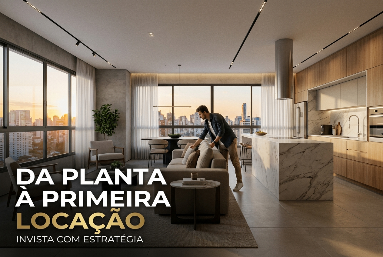 Imóvel na planta para renda: fluxo de caixa do sinal à entrega e táticas para alugar no primeiro mês